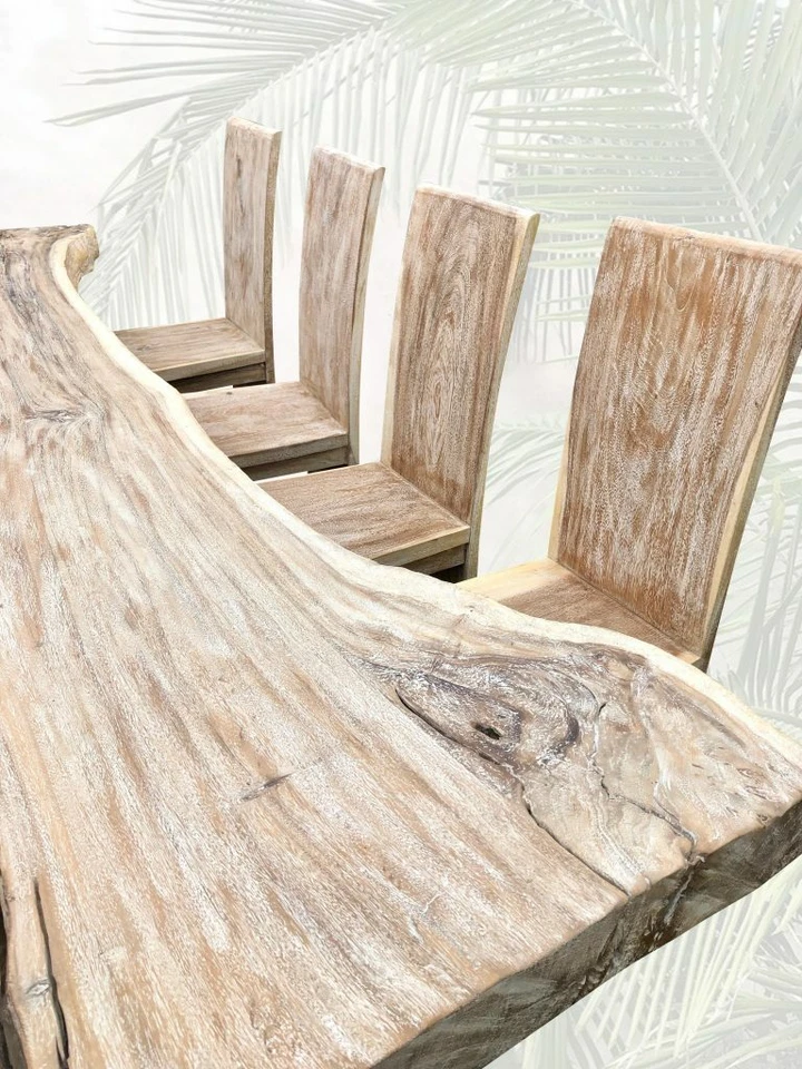 großer Esstisch Massivholz incl 8 Stühlen Baumscheibe Handarbeit Baumstammtisch  - Bild 4 von 4