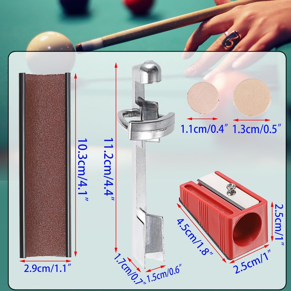 26PCS Pool Cue Tip Repair Kit Pool Cue Tips Replacement Kit Billiard