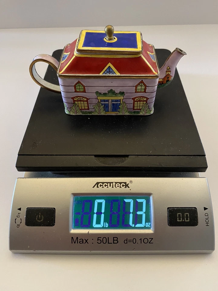 KELVIN CHEN 搪瓷迷你微型铜手绘茶壶-乡村别墅 #213 — 第 2/4 张图片