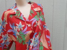 NOS Vintage Hawaiian Poly Cotton Thin Shirt Layering Jacket Sz 42 USA Made Red
