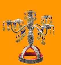Candelabra Shemadan 5 Candles Handmade Egyptian candlesticks Brass Silver 71687
