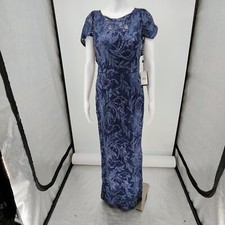NWT Adrianna Papell Midnight Blue Capelet Long Maxi Dress $249 Retail (Size 4)