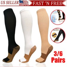 6 Pairs Medias Calcetines De Compresion Para Hombres Y Mujeres Best 20-30 Mmhg