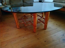 Mc Guire Lizenz Hans Kaufeld US Patent 2.936.009 & 3.297.063 Glastisch Rattan