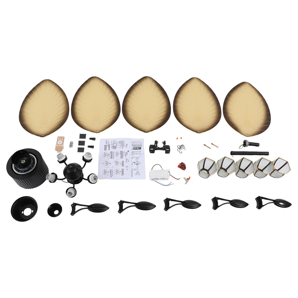 Ceiling Fan with Light Remote Control Reversible 5 Palm Tropical Blades 52 inch - Image 4 of 4