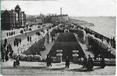 SEHR SCHÖNE ALTE POSTKARTE - BLICK VON DEN KLIPPEN - BLACKPOOL - LANCASHIRE 1918