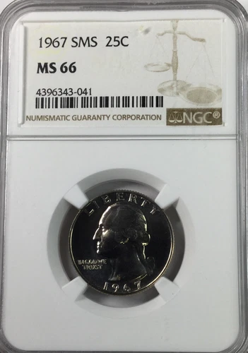 1967 Washington Quarter SMS NGC MS66 #