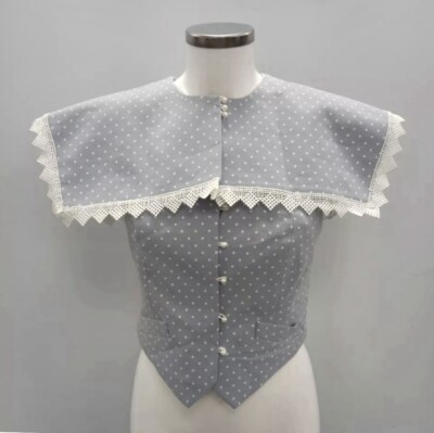 BNWT Ladies MASTERPEACE  Blue Polka Dot Waistcoat & Cape Size M UK 12  RRP £660