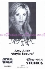 Disney Star Wars Weekends 2005 Amy Allen Pre-Signed Photo Aayla Secura