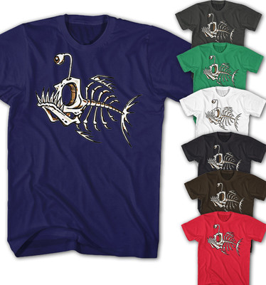 Herren T-Shirt Fish Skull Bones Vintage Comic Movie Casual Look Neu FB13315 