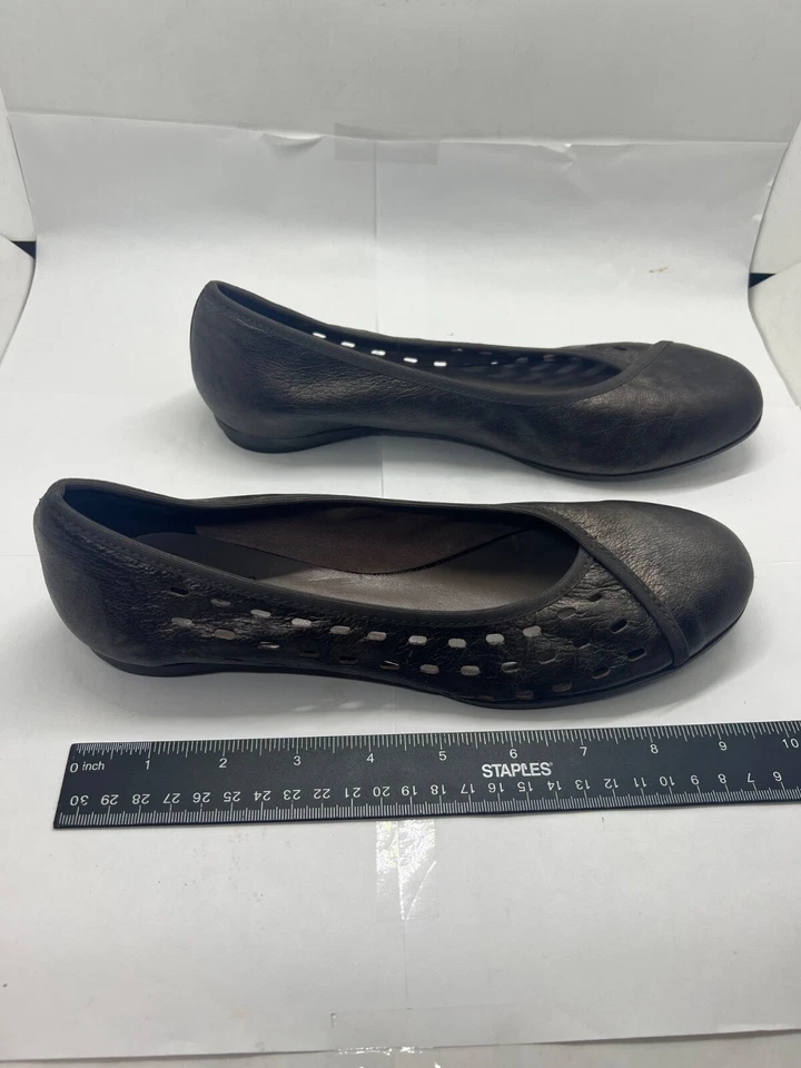 Zapatos planos de ballet vintage Sesto Meucci bronce cuero metálico para mujer talla US 9N Foto 4 de 4