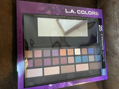 L.A. Colors Makeup 25 Shade Palette Eye Shadow Mirror Brush Case New