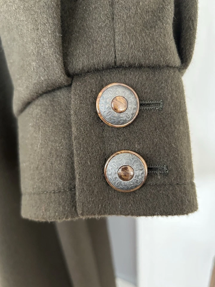Abrigo LodenFrey Verde Capucha Terciopelo, Talla 44, Línea A, Alemania, Vintage, Lana Foto 4 de 4
