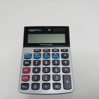 Amazon Basics 8-Digit Desktop Calculator (Solar/Battery) 