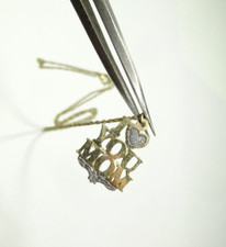 HEART I LOVE YOU MOM MOTHER PENDANT 18" INCH LINK CHAIN GOLD FILLED 14K GF .