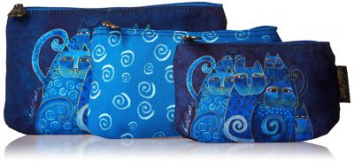Laurel Burch 27979 Cosmetic Bags 3 Pack Indigo Cats