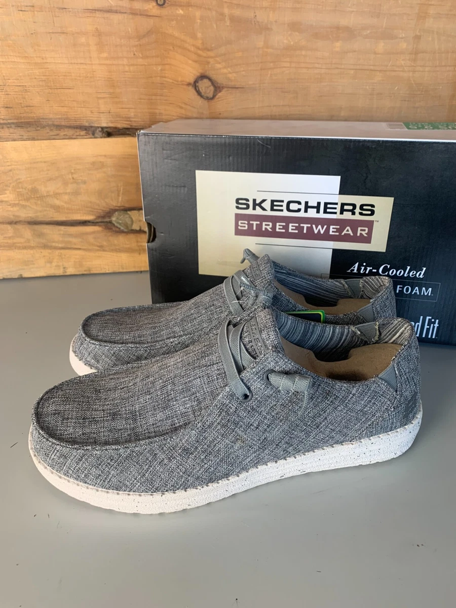 Men&#039;s Skechers Streetwear Relaxed Fit Memory Foam Slip On Shoes Gray PK Size | eBay