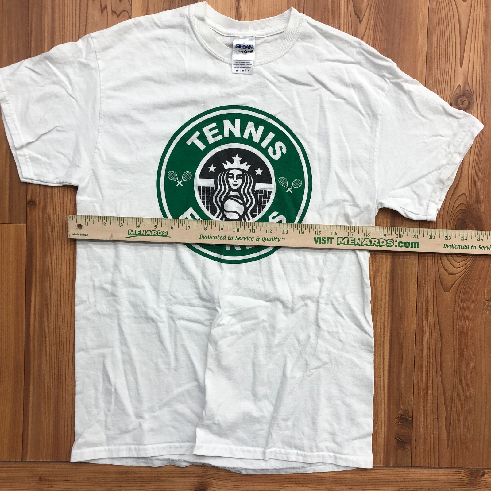 Gildan White Starbucks Tennis Express Graphic Short S… Gem