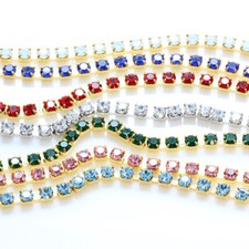 Genuine PRECIOSA Round Cup Chains with Chaton MAXIMA Crystals * Many Colors