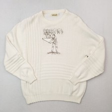 Vintage Golfsmith Sweater Mens Large Cream White Golf Tee Time Pullover USA MADE