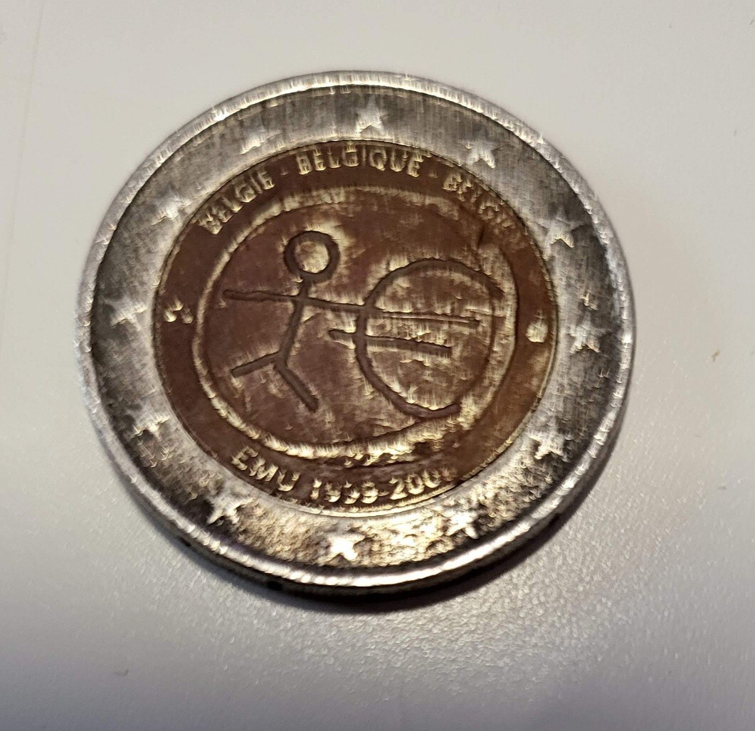 Seltene 2 Euro Münze Strichmännchen EMU 19992009 Belgien FEHLPRÄGUNG eBay
