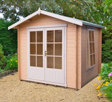 Image of GARDEN LOG CABIN SUMMERHOUSE OFFICE DOUBLE DOORS APEX WOOD WINDOW WOODEN 9FT 9x9