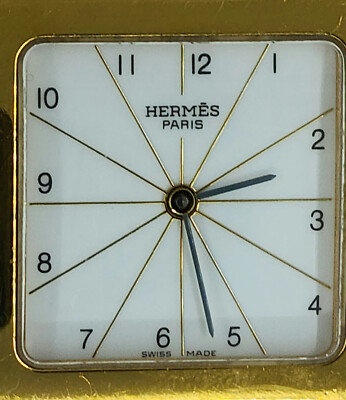 Hermes two toned watch -silver and gold colored. Hermes 21mm Gold Plated and Orange Swift Leather Heure H PM  main image 4