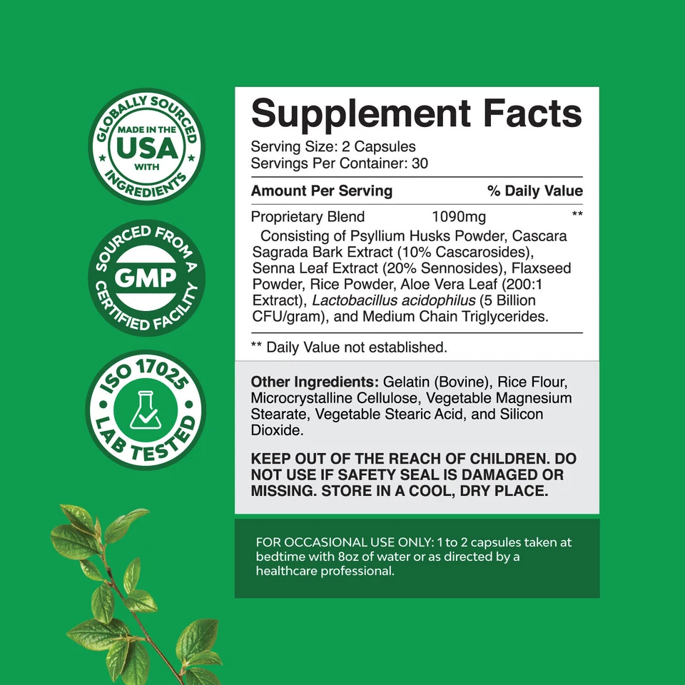 Cápsulas laxantes de hierbas con probióticos - Limpieza de colon y apoyo digestivo Foto 3 de 4
