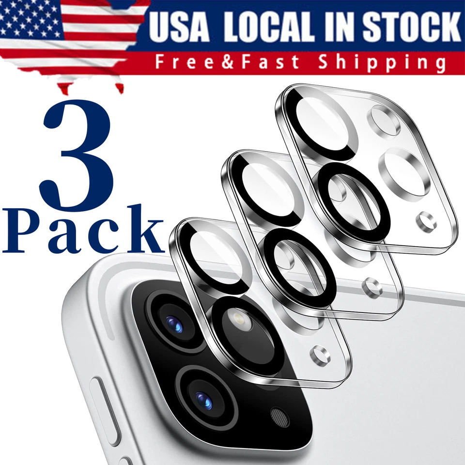 3 Pack For iPhone 14 13 12 11 Pro Max Tempered Glass Camera Lens Cover Protector