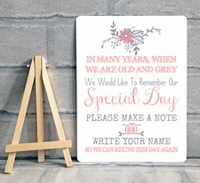 A5 Guest Book Wish Tree Hearts Drop Box Wedding Metal Table Sign - PINK 