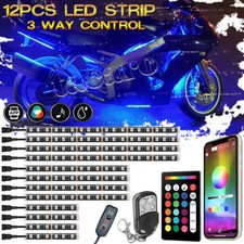 12x Rgb Motorcycle Led Light Kit Glow Body Neon Accent Strip For Suzuki Kawasaki