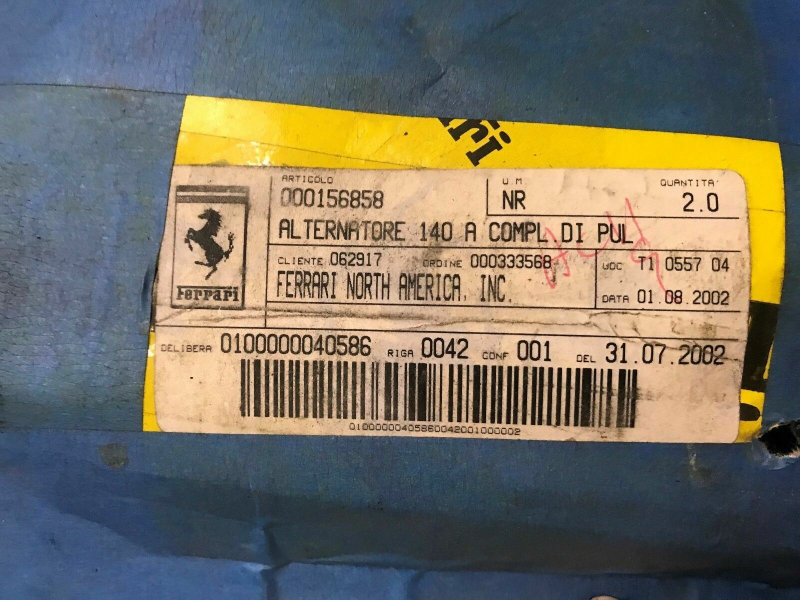 FERRARI 456 550 575 MARANELLO ALTERNATOR OEM 156858 154751