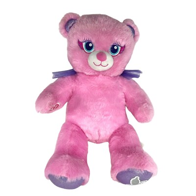 Build-A-Bear Pink Magical Beary Fairy Purple Wings 2018 Plush Stuffed BAB 16''