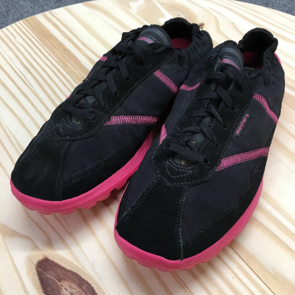 Skechers Shoes Womens 10 GO Walk Sporty Low Top Sneakers 13523 Black Pink Fabric - Image 3 of 4