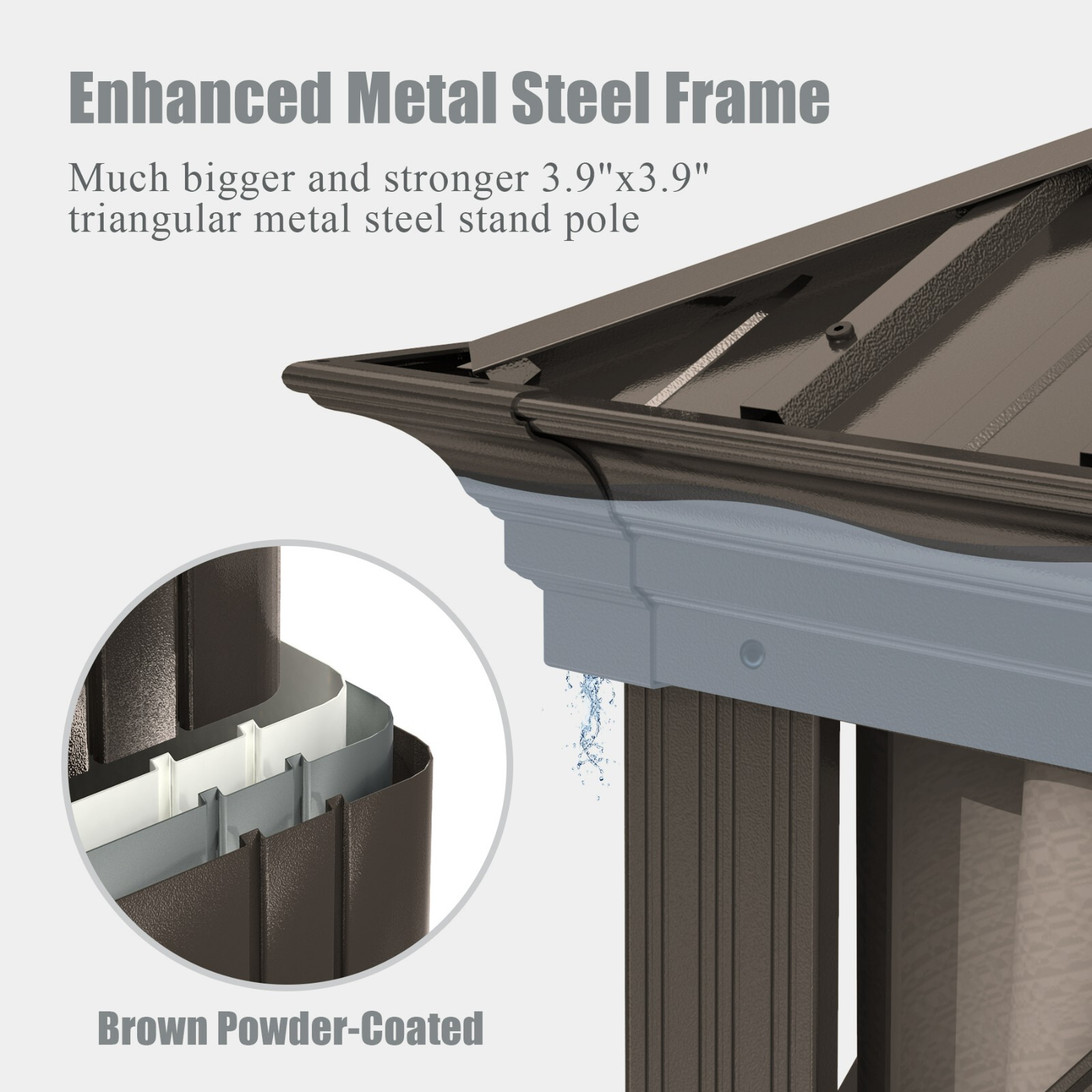 Domi 12x16Ft Hardtop Gazebo Double Roof w/Curtain&Netting,Built-in gutter system