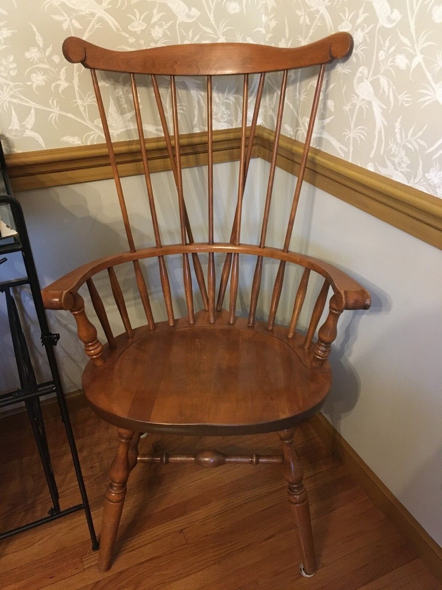 Set of 6 Vintage S. Bent & Bros. Brace Back Windsor Chairs