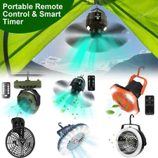 Portable Camping Fan Powered Tent Lantern USB Fans LED Lamp Ceiling with Remote