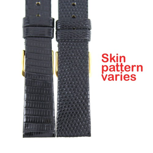 16mm Milano Black Genuine Lizard Unstitched Flat Men's Watch Band MS 17000 - Picture 3 of 9