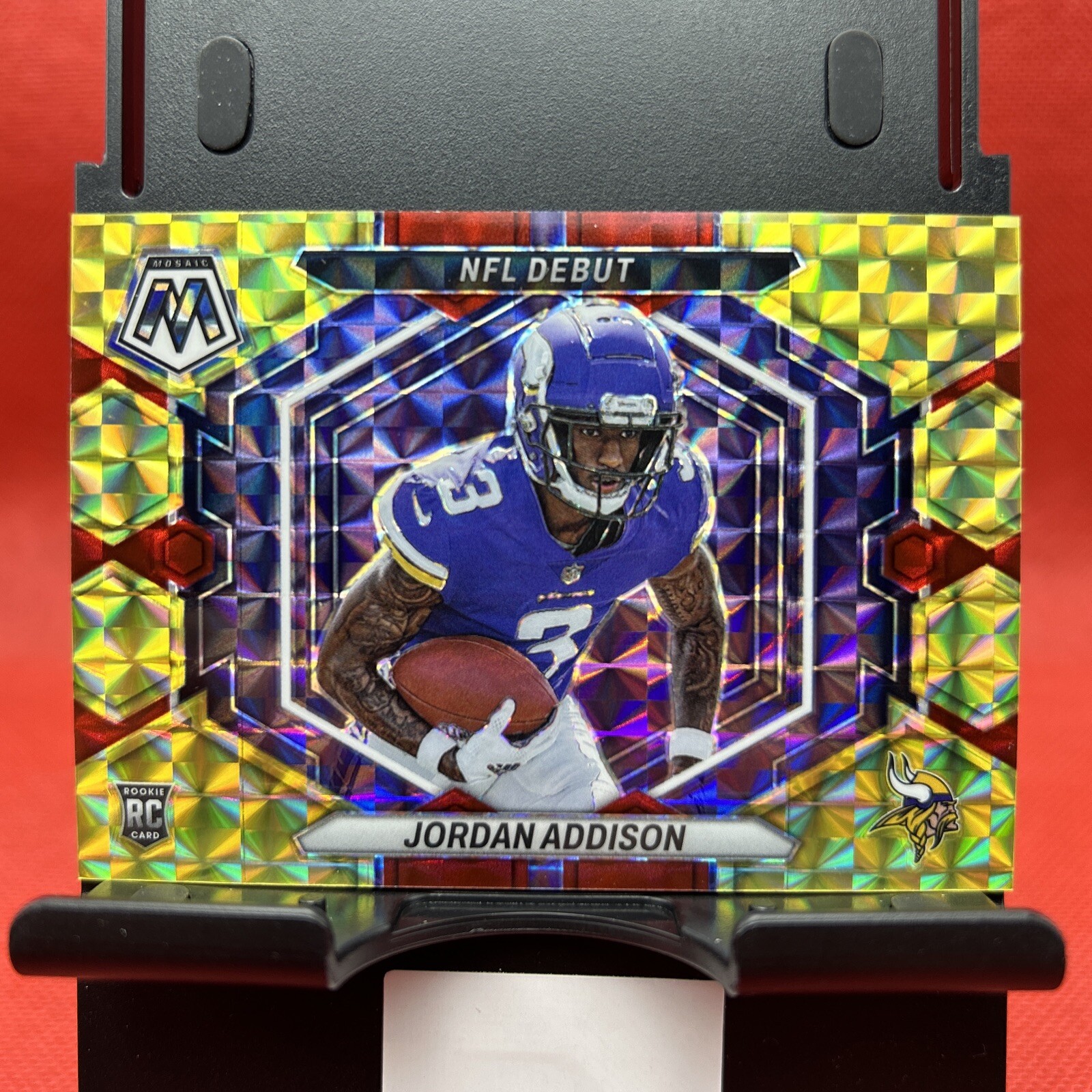 2023 Red Yellow Fusion Rookie Jordan Addison Mosaic Card No. ND-14 31/80