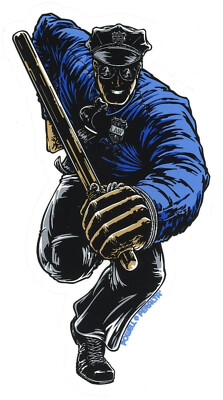 Powell Peralta Skateboard Sticker Chris Senn Cop Blau Schwarz Transp 7,5x12,5cm