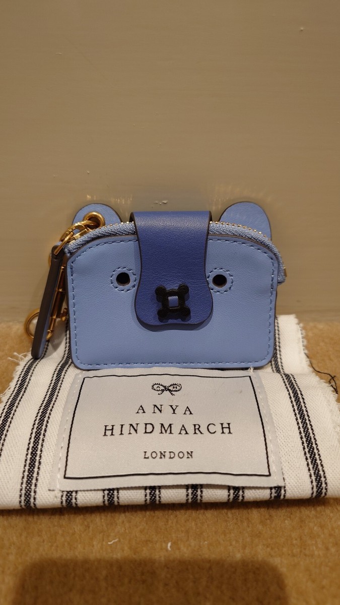 Anya Hindmarch Mini Fox Bear Leather Coin Purse Pouch Blue UK