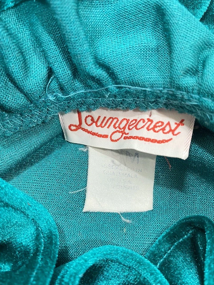 Abrigo de casa vintage TALLA MEDIANA verde terciopelo terciopelo bata LOUNGECREST AÑOS 80 90 Foto 2 de 4