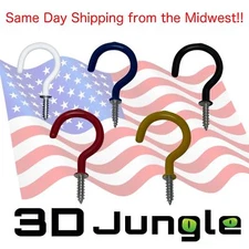 Utility Screw Mount Cup Hooks Hanger  2 1/8" inch Steel with PVC Coating