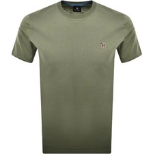 Image of PAUL SMITH PS ORGANIC COTTON ZEBRA LOGO T-SHIRT KHAKI GREEN LARGE RRP £70 BNWT
