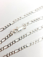 Mens .925 Sterling Silver Flat Figaro Link Chain Necklace 3.3mm 20 inches 8.72gr