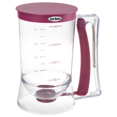 Pancake Batter Dispenser - 4-Cup Batter Dispenser with Squeeze Handle for Pan...