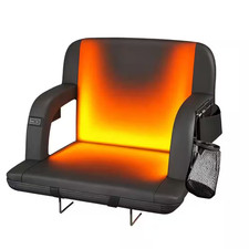 Heated Stadium Seat for Bleachers with Back Support Extra 25 In. W, Outdoor Wate