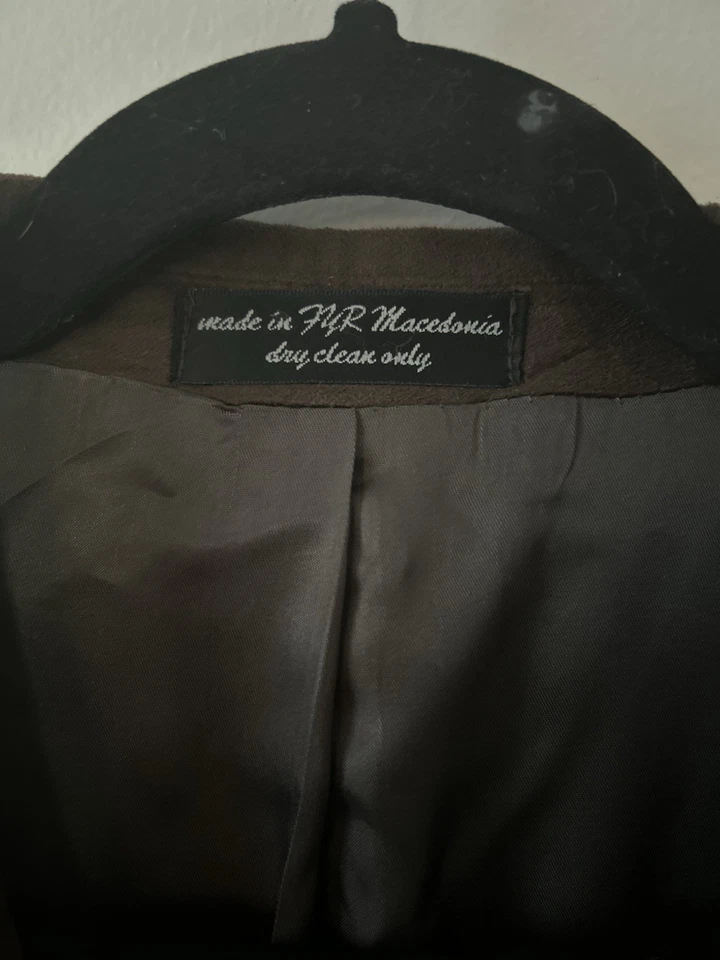 Chaqueta Blazer Gianfranco Ruffini Tres Botones Marrón Sólido Gamuza 46-R Foto 3 de 4