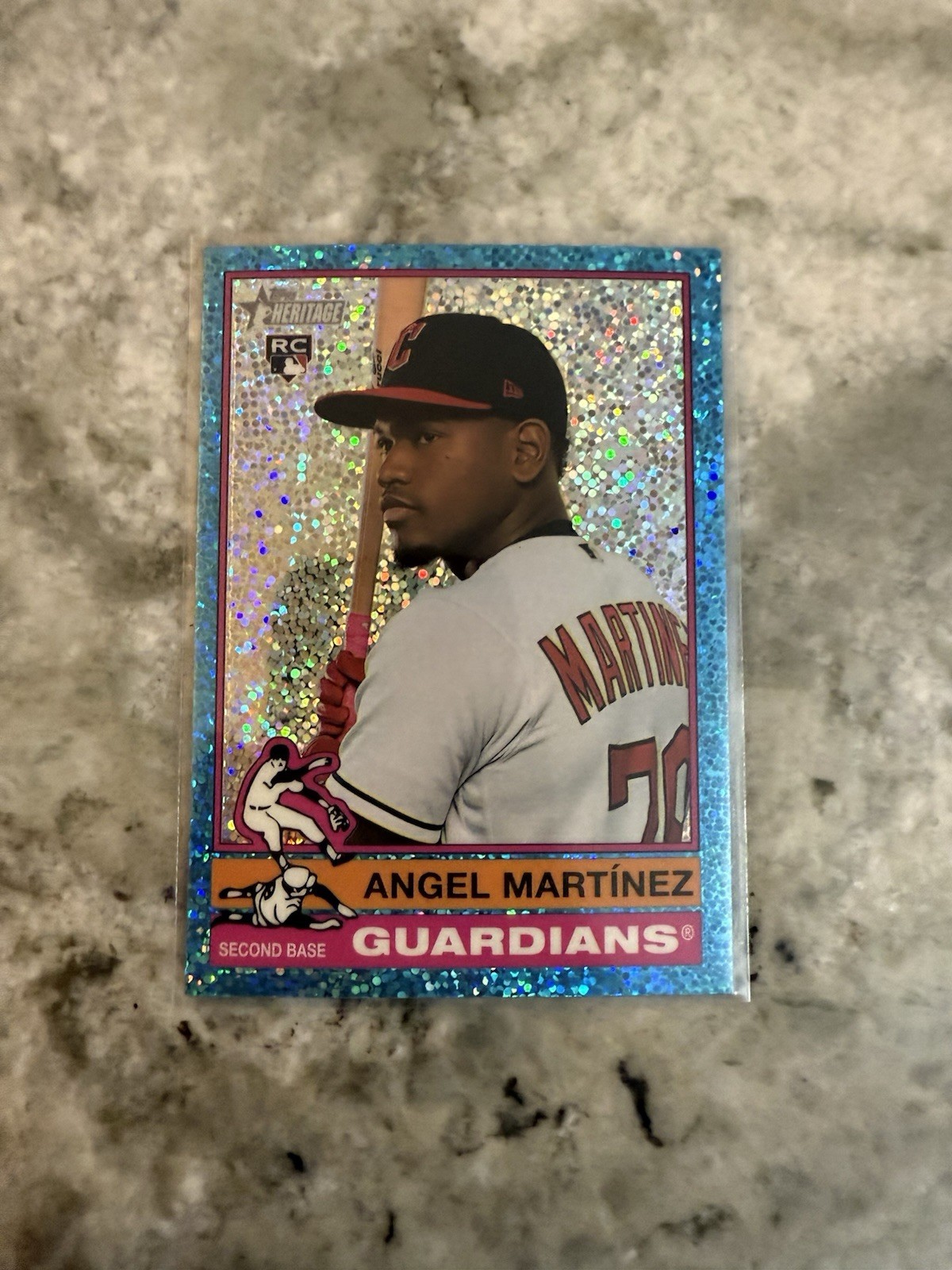 2025 Topps Heritage - Angel Martinez #338 Chrome Aqua Sparkle Refractor (RC)