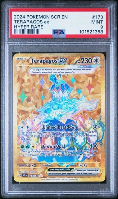 Pokémon TCG Terapagos EX Gold Hyper Rare 173/142 Stellar Crown Gold PSA 9